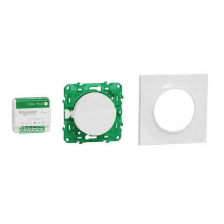 Kit actionneur micro-module + interrupteur + plaque Odace Styl Schneider Electric - Blanc