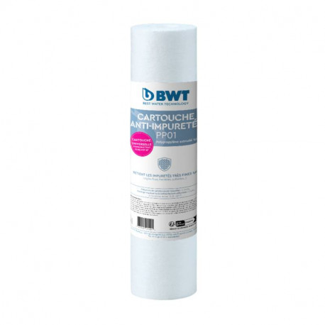 Cartouche de filtration anti-impuretés fines PP01 BWT - Compatible 9.3/4" et 10” - Jusqu'à 1µm
