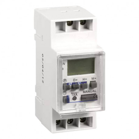 Horloge modulaire digitale RX Protect Eur'Ohm - 16A - 7 jours - 50 pas - avec réserve de marche