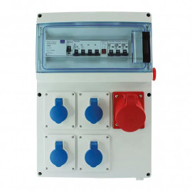 Coffret de chantier triphasé IP65 - 4 prises 2P+T - 1 prise 3P+N+T - 32A