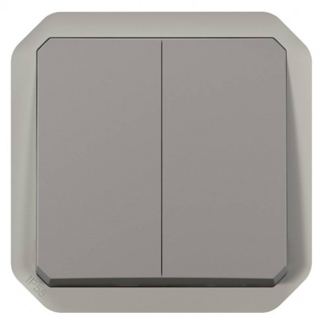 Commande double étanche 3 fonctions Plexo Legrand - 10A - à composer - Gris