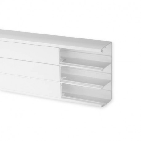 Goulotte d'installation TA-C45 164x55mm - Barre de 2m - 3 compartiments - Blanc