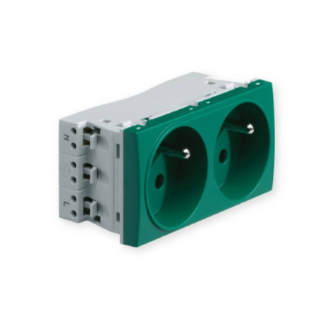 Double prise de courant TerCia AP-C45 - Pour goulottes - 2P+T - 16A - Vert