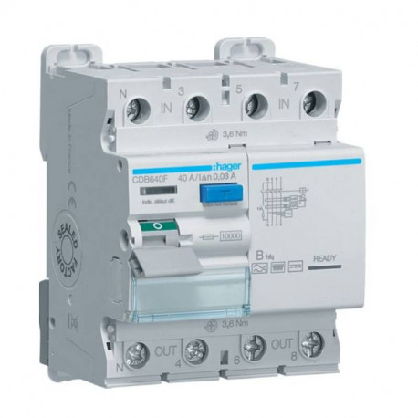 Interrupteur différentiel Hager - Tertiaire - 40A - 30mA - Type B hfq
