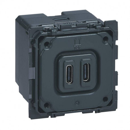 Prise double Céliane Legrand pour chargeur USB - Type C - 3A - 15W