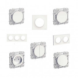 Pack Odace Blanc 95 mécanismes - 55 plaques