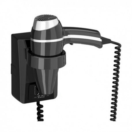 Sèche-cheveux Clipper II Support - 1400W - Noir - Support avec prise rasoir mono tension + interrupteur