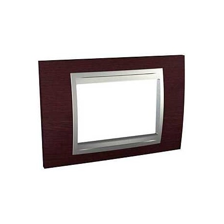 Plaque Unica Top - Wengé avec liseré aluminium - 3 modules
