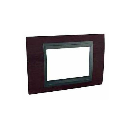 Plaque Unica Top - Wengé avec liseré graphite - 3 modules