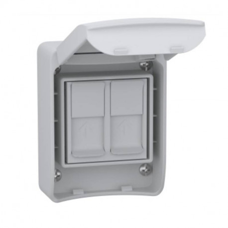Socle Mureva Schneider Electric - pour 2 prises RJ45 S-ONE - IP65 - Gris
