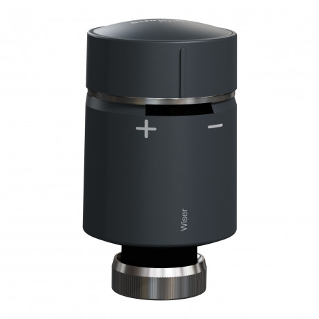 Vanne thermostatique connectée Wiser Schneider Electric- Pour radiateur eau chaude - IP30 - Piles - M30x1.5 - Noir