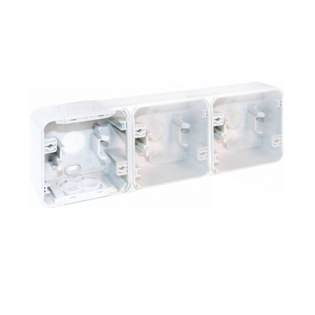Boîte à entrées directes Oxxo Eur'Ohm - Pour montage en saillie - 3 postes - Horizontal - Blanc - IP55