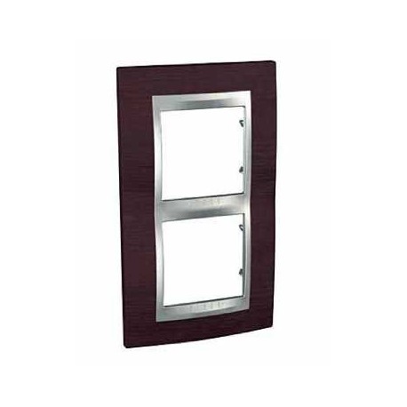 Plaque Unica Top - Wengé avec liseré aluminium 4 modules - Verticale / entraxe 57mm