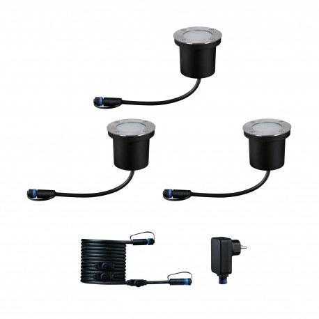 Kit de 3 spots encastrés Plug & Shine Floor Paulmann - IP67 - 2200K - 3x4,5W - Anthracite