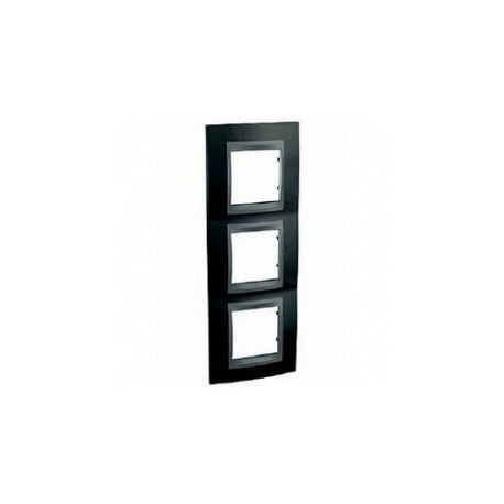 Plaque Unica Top - Noir rhodium avec liseré graphite 6 modules - Verticale / entraxe 57mm
