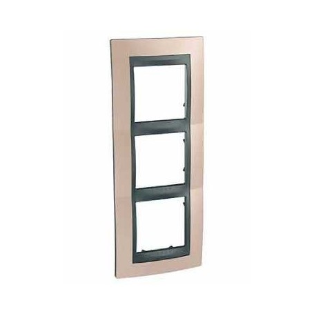 Plaque Unica Top - Cuivre onyx avec liseré graphite 6 modules - Verticale / entraxe 57mm