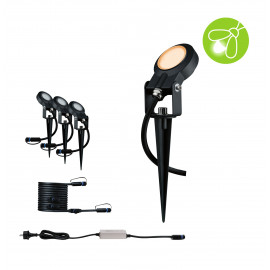 Kit de base 3 spots Sting Plug & Shine Paulmann - 2200K - 3x6W - 24V - IP67 - Dimmable - Anthracite