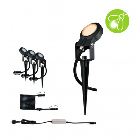 Kit de base 3 spots Sting Plug & Shine Paulmann - 2200K - 3x6W - 24V - IP67 - Dimmable - Anthracite
