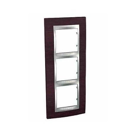 Plaque Unica Top - Wengé avec liseré aluminium 6 modules - Verticale / entraxe 57mm