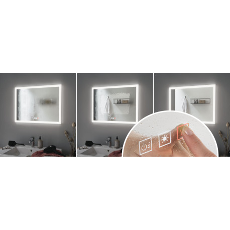 WallCeiling HomeSpa Mirra carré IP44 LED 22W 800x600mm Chrome/Bc 230V dép/Acryl