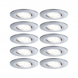 Kit de 10 spots LED rond orientables Calla Paulmann - IP65 - 5.2W - 4000K - Chrome - Dimmable