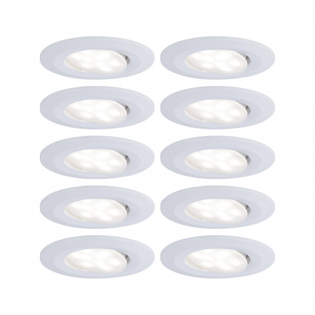 Kit de 10 spots LED rond orientables Calla Paulmann - IP65 - 5.2W - 4000K - Blanc - Dimmable