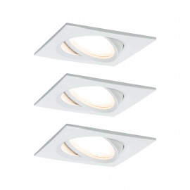 Kit de 3 spots orientables Nova Plus LED Coin Slim Paulmann - Carré - 3x6W - 2700K - IP23 - Dimmable - Blanc