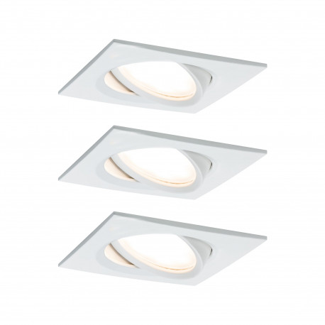 Kit de 3 spots orientables Nova Plus LED Coin Slim Paulmann - Carré - 3x6W - 2700K - IP23 - Dimmable - Blanc