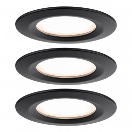 Lot de 3 spots encastrés fixes Nova Plus LED Coin Paulmann - Ronds - 3x6W - 2700K - 230V - IP44 - Noir mat - Dimmable