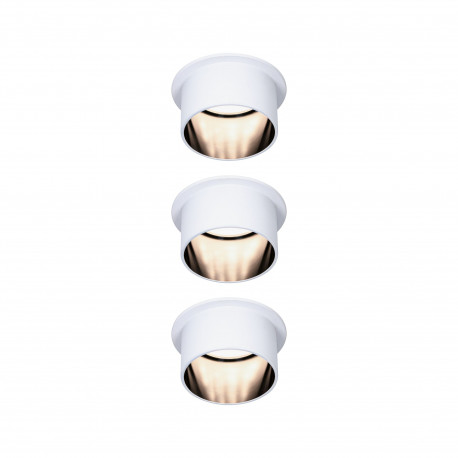 Kit de 3 spots encastrés ronds Gil Coin Paulmann - Fixes - 6W - 2700K - IP44 - Blanc/Noir - 3-Step-Dim