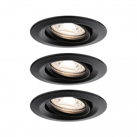 Lot de 3 spots encastrés orientables Nova Mini avec LED COIN Paulmann - 3x4W - 2700K - Noir mat