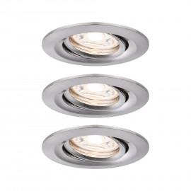 Lot de 3 spots encastrés orientables Nova Mini avec LED COIN Paulmann - 3x4W - 2700K - Acier brossé
