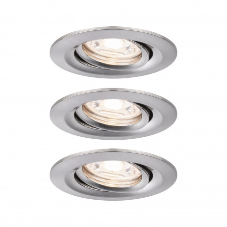 Lot de 3 spots encastrés orientables Nova Mini avec LED COIN Paulmann - 3x4W - 2700K - Acier brossé