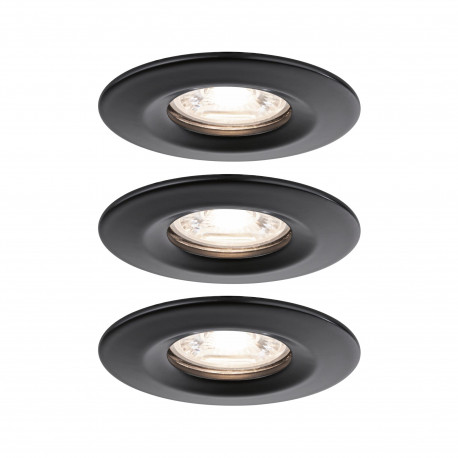 Lot de 3 spots encastrés fixes Nova Mini avec LED COIN Paulmann - 3x4W - 2700K - Noir mat