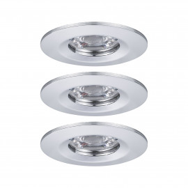 Lot de 3 spots encastrés LED fixes Nova Mini avec LED COIN Paulmann - 3x4W - IP44 - 2700K - Chromé