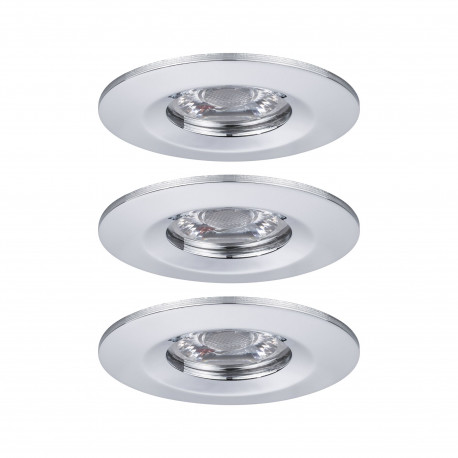 Lot de 3 spots encastrés LED fixes Nova Mini avec LED COIN Paulmann - 3x4W - IP44 - 2700K - Chromé