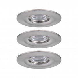 Lot de 3 spots encastrés LED fixes Nova Mini avec LED COIN Paulmann - 3x4W - IP44 - 2700K - Acier brossé