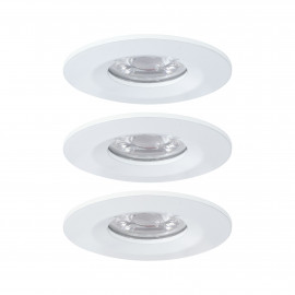 Lot de 3 spots encastrés LED fixes Nova Mini avec LED COIN Paulmann - 3x4W - IP44 - 2700K - Blanc dépoli
