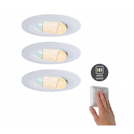 Kit de 3 spots LED ronds orientables CCT Calla Paulmann - IP65 - 5.5W - 2700 à 6500K - Blanc - Non dimmable