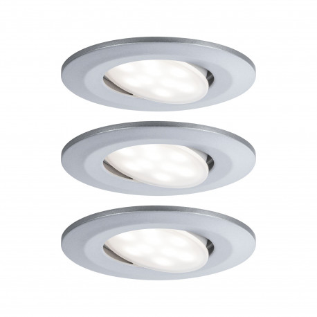 Kit de 3 spots LED encastrés orientables Calla Paulmann - 3x6W - IP65 - 4000K - Chrome mat