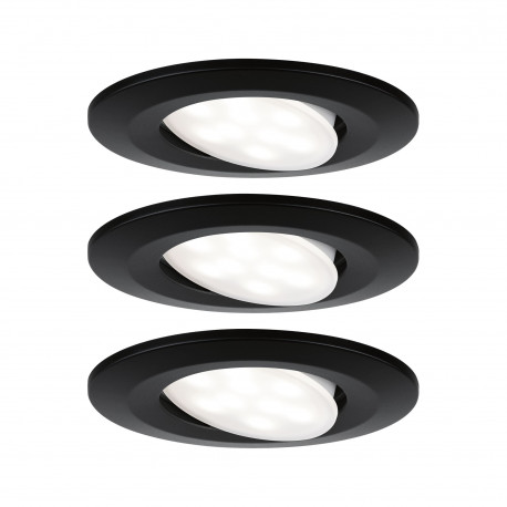 Kit de 3 spots LED ronds orientables Calla Paulmann - IP65 - 6W - 4000K - Noir - Non dimmable