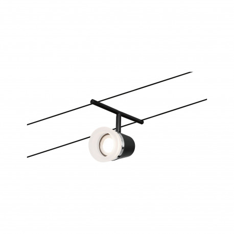 Spot individuel Cone pour câbles tendus CorDuo Paulmann - 10W max - 12V - GU5,3 - IP20 - Noir & chrome - Non dimmable