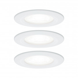 Kit de 3 spots encastrés LED Nova Paulmann - Fixes - 3x6,5W - IP44 - 4000K - GU10 - Avec ampoules - Blanc dépoli