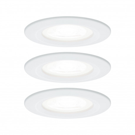 Kit de 3 spots encastrés LED Nova Paulmann - Fixes - 3x6,5W - IP44 - 4000K - GU10 - Avec ampoules - Blanc dépoli