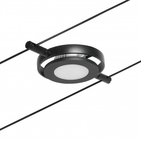 Spot individuel RoundMac pour câbles tendus CorDuo Paulmann - 4.5W max - 12V - 3000K - Noir & chrome - Non dimmable