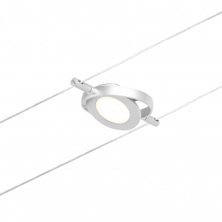 Spot individuel RoundMac pour câbles tendus CorDuo Paulmann - 4.5W max - 12V - 3000K - Chrome - Non dimmable