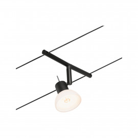 Spot individuel Sheela pour câbles tendus CorDuo Paulmann - 10W max - 12V - GU5,3 - IP20 - Noir & chrome - Non dimmable