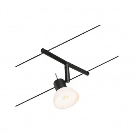 Spot individuel Sheela pour câbles tendus CorDuo Paulmann - 10W max - 12V - GU5,3 - IP20 - Noir & chrome - Non dimmable