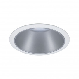 Spot encastré rond Cole Paulmann -10W max - GU10 - 230V - IP23 - Blanc dépoli/Argent - Dimmable