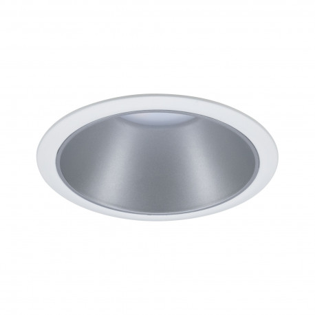 Spot encastré rond Cole Paulmann -10W max - GU10 - 230V - IP23 - Blanc dépoli/Argent - Dimmable